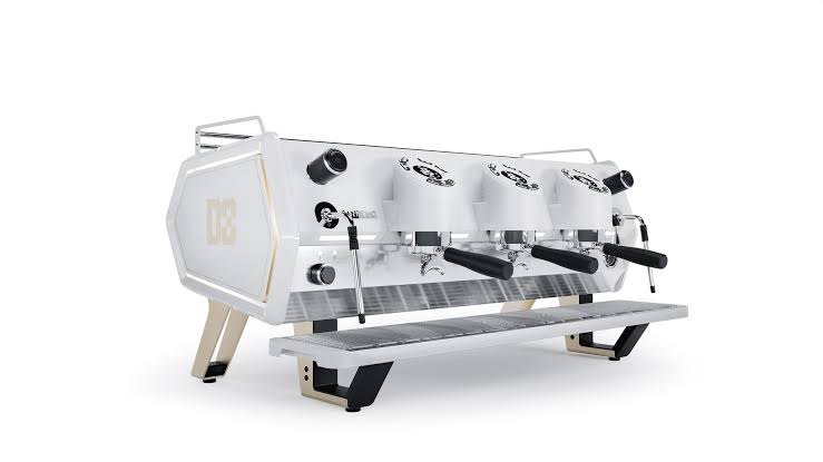Sanremo D8 three-group espresso machine in white